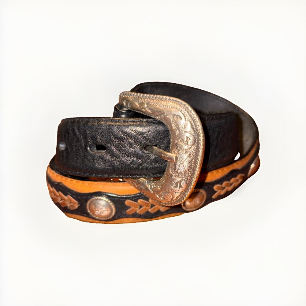 Double S Belt Collection Size 26 Concho Leather Southwestern Ranch Rodeo